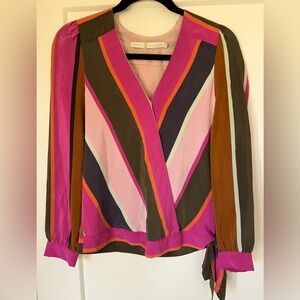 Marie Oliver Cross Front Tied Waist Silk Blouse / XSmall